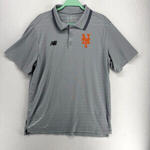 New Balance New York Mets Golf Polo Shirt Mens Large Gray MLB Short Sleeve